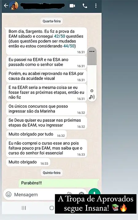Depoimento de aluno