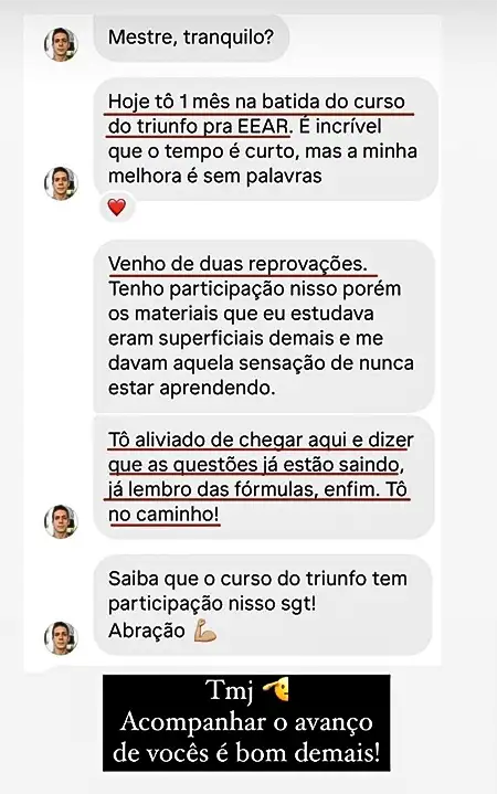 Depoimento de aluno