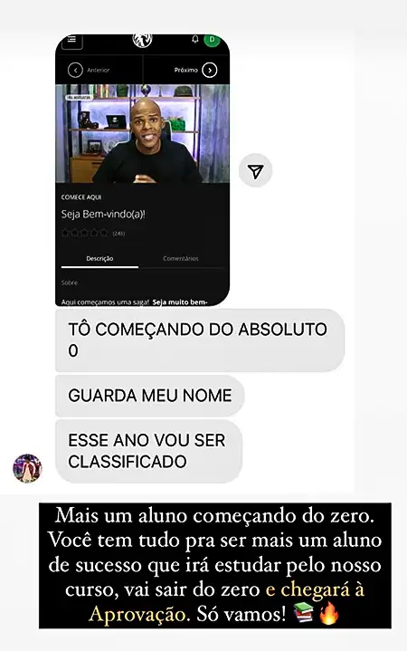 Depoimento de aluno