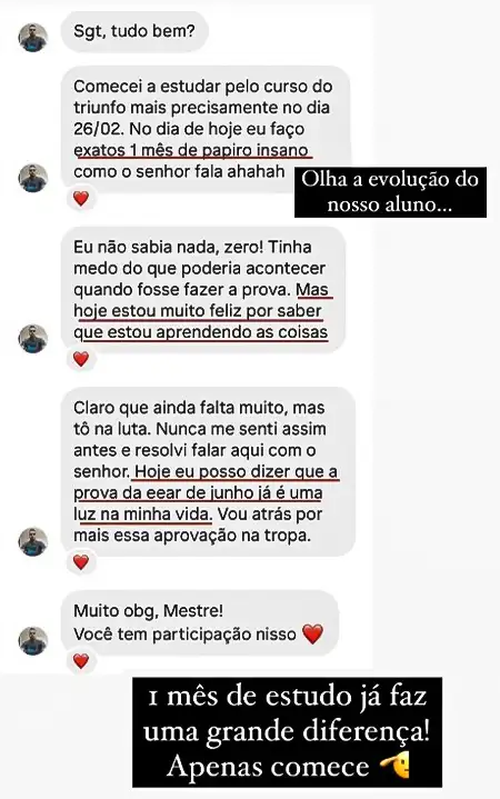 Depoimento de aluno