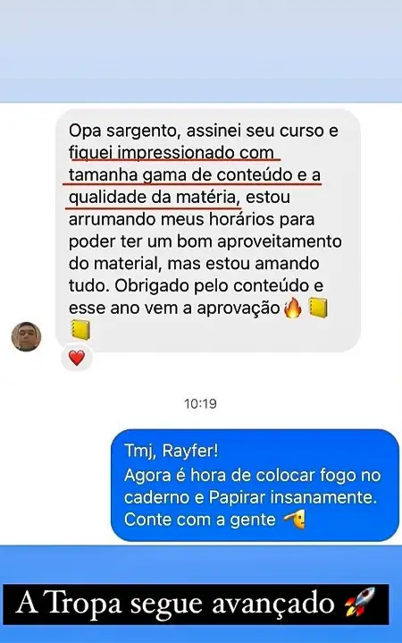 Depoimento de aluno