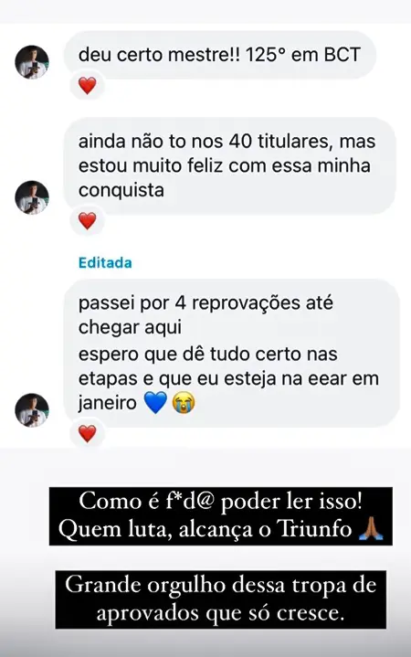 Depoimento de aluno